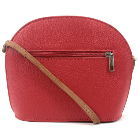 Sac trotteur bandoulière tendance femme en véritable cuir italien porté bandoulière rouge vermillon