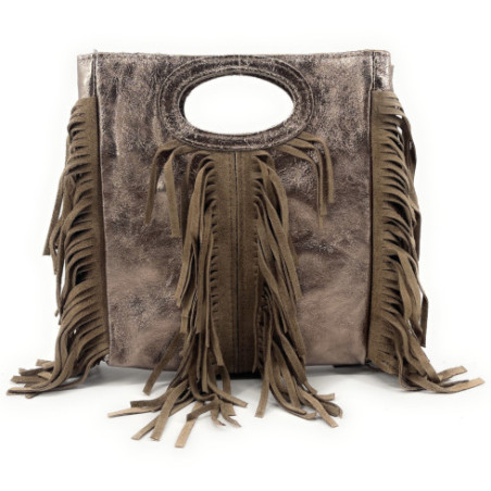 Sac pochette à poignée tendance femme en cuir à motif porté main champagne