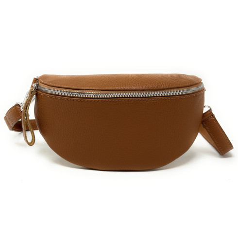 Sac femme en véritable cuir italien porté de travers camel sac banane très tendance