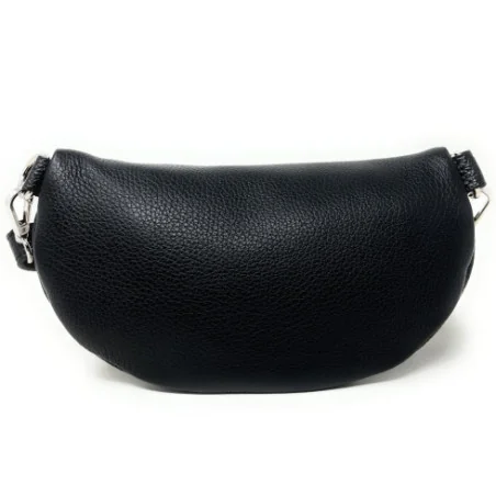 Sac mode femme en cuir grainé italien porté à la taille noir sac banane tendance