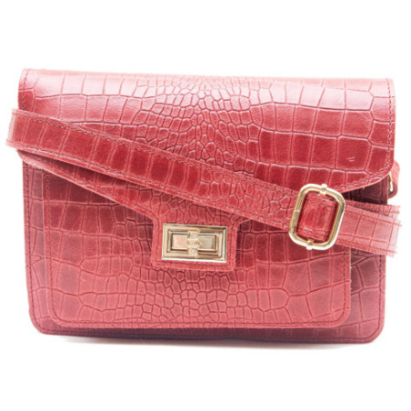 Sac femme tendance en cuir à motif porté épaule avec bandoulière amovible framboise