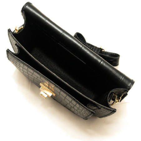 Mini sac femme tendance en cuir italien pur cuir de vachette porté épaule noir sac bandoulière
