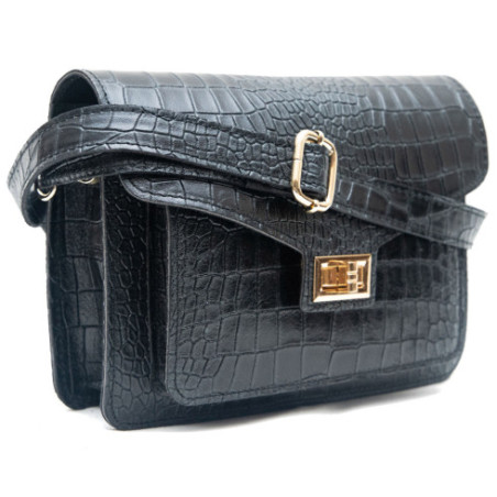 Mini sac bandoulière femme en cuir façon serpent porté bandoulière noir sac tendance