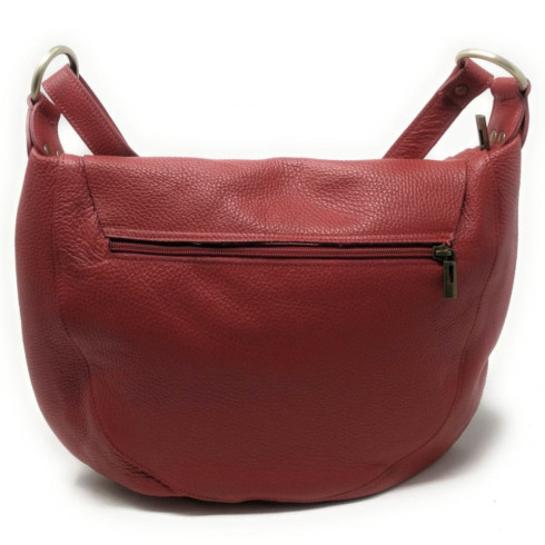 Sac bandoulière femme très tendance en cuir italien pur cuir de vachette porté épaule et bandoulière rouge foncé