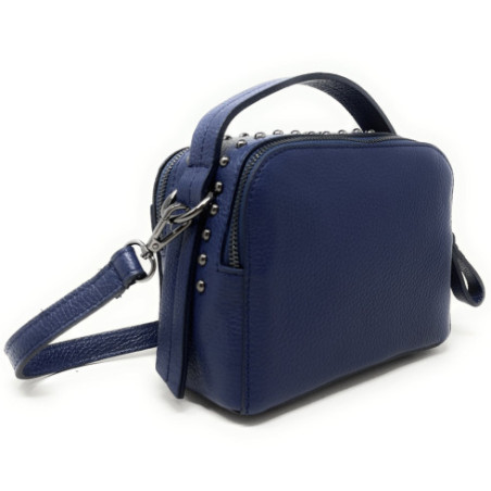 Mini sac mode femme en cuir grainé porté main et de travers bleu marine sac tendance