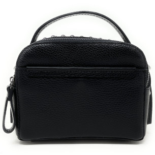 Mini sac à main femme tendance en cuir grainé porté main de travers et bandoulière noir