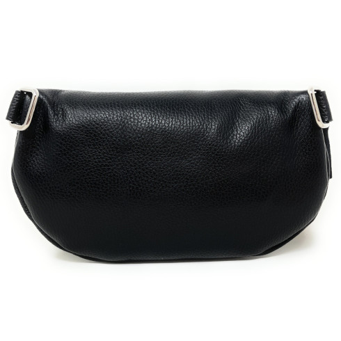 Sac très tendance femme en cuir italien grainé porté de travers noir sac banane tendance