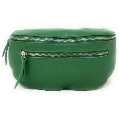 Sac mode femme en cuir italien pur cuir de vachette porté de travers ou épaule vert anglais sac banane