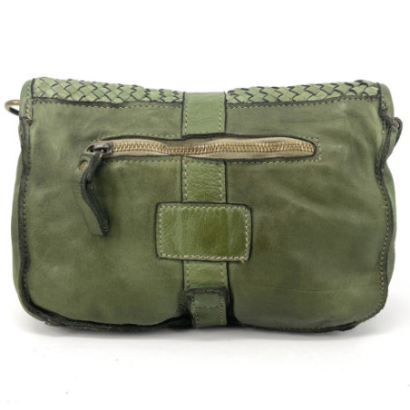 Sac messenger très tendance femme en cuir porté épaule avec bandoulière amovible kaki