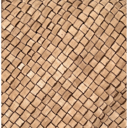 Sac femme en cuir tressé italien porté épaule avec bandoulière réglable taupe clair sac messenger très tendance