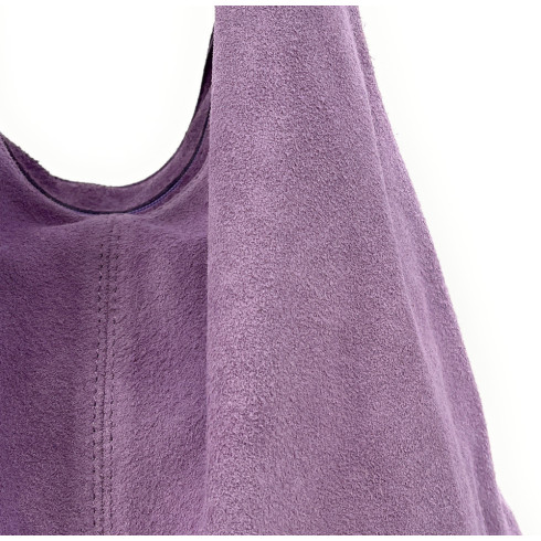 Sac à main hobo femme tendance en nubuck de qualité porté épaule lilas