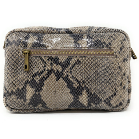 Sac à main trotteur femme tendance en cuir à motif porté main épaule de travers et bandoulière taupe clair