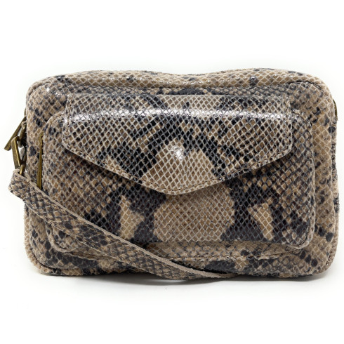 Sac à main trotteur tendance femme en cuir porté épaule avec bandoulière amovible taupe clair