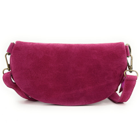 Sac banane femme en cuir nubuck avec bandoulière amovible fabriqué en Italie couleur fuchsia