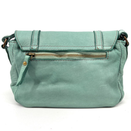 Sac à main messager en cuir souple vintage pour femme haut de gamme porté bandouliere bleu céladon