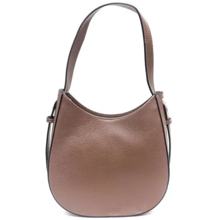 Sac hobo femme tendance en cuir italien grainé porté épaule avec bandoulière réglable taupe
