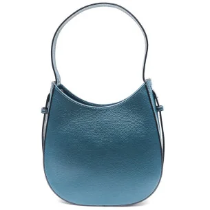 Sac hobo tendance femme en cuir grainé italien porté épaule vert canard