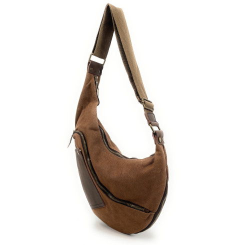 Sac holster tendance homme porté dos ou côté avec bandoulière ajustable camel foncé sac besace