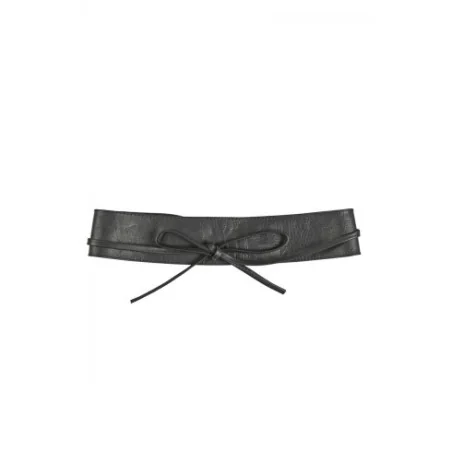 Ceinture large femme très tendance en cuir Italien grainé porté taille noir