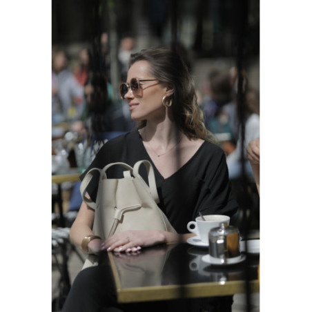 Sac très tendance en cuir italien pur cuir de vachette porté épaule taupe clair sac bourse