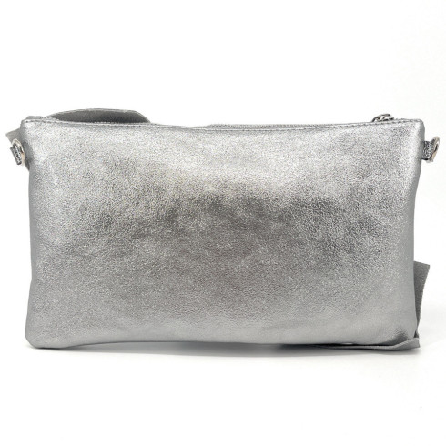Sac mode femme en cuir porté bandoulière et main argent sac pochette tendance