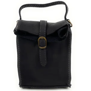 Sac pochette en cuir noir à bandoulière femme pleine fleur souple délavé pur de vachette