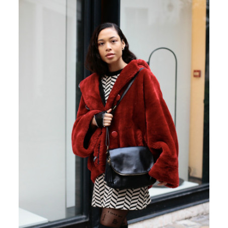 Sac bandoulière très tendance femme en cuir italien pur cuir de vachette porté bandoulière noir