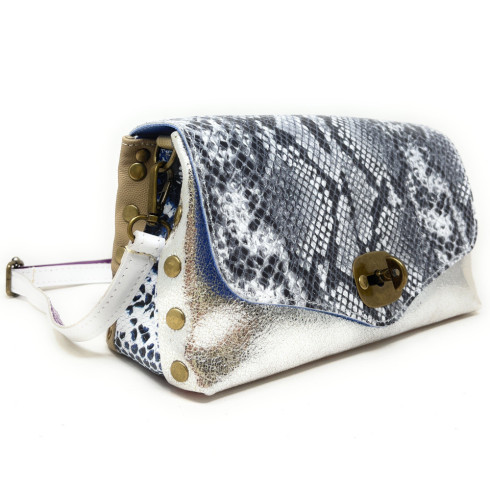 sac à main pochette tendance femme en cuir à motifs multicolore