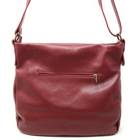 sac bandoulière en cuir grainé rouge foncé tendance