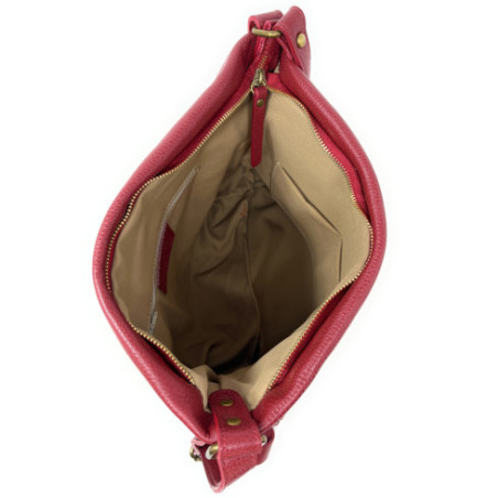 sac besace en cuir grainé femme fabriqué en italie rouge foncé