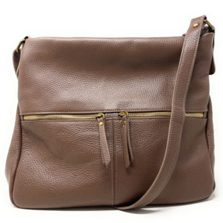 sac en cuir grainé italien taupe foncé foncé pour femme tendance