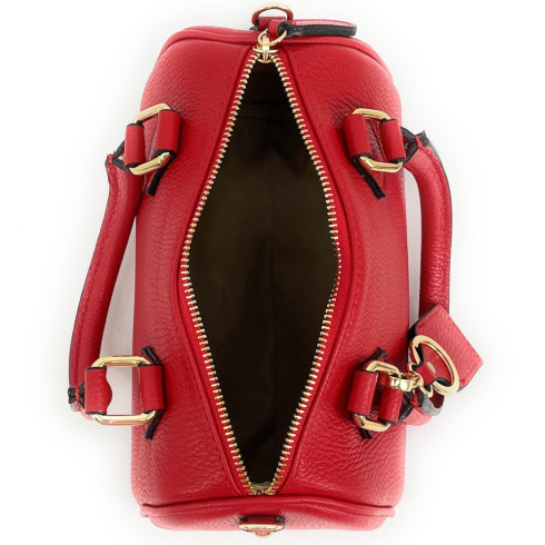 Sac à main bowling tendance femme en cuir porté épaule avec bandoulière amovible rouge clair