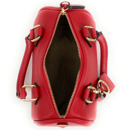 Sac à main bowling tendance femme en cuir porté épaule avec bandoulière amovible rouge clair