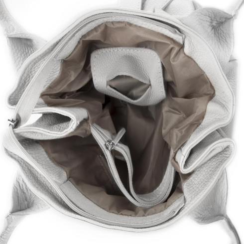 Sac femme mode en cuir grainé porté épaule blanc sac trapèze très tendance