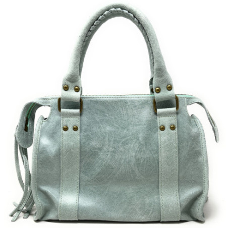 Sac mode femme en cuir italien pur cuir de vachette porté épaule et de travers vert d’eau sac tendance