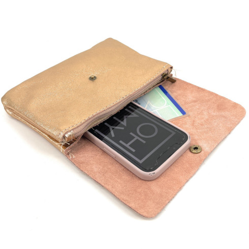 Mini sac pochette femme tendance en cuir porté épaule avec bandoulière amovible rose gold