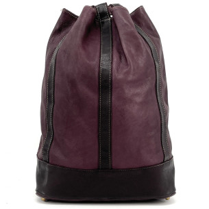 Sac à dos en cuir souple délavé tannage végétal pur vachette fabriqué en Italie rouge bordeaux