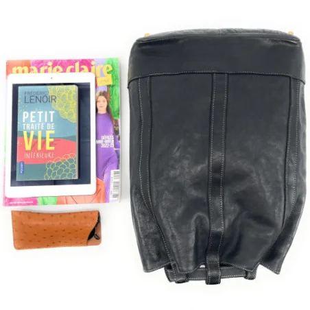 Sac à dos en cuir souple délavé fabriqué en Italie pur vachette haut de gamme à tannage végétal