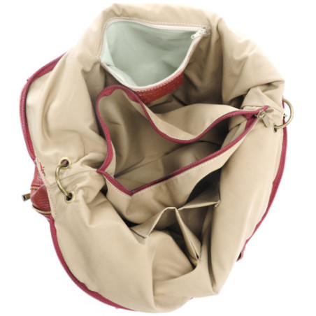 Sac femme tendance en cuir porté épaule avec bandoulière amovible rouge foncé