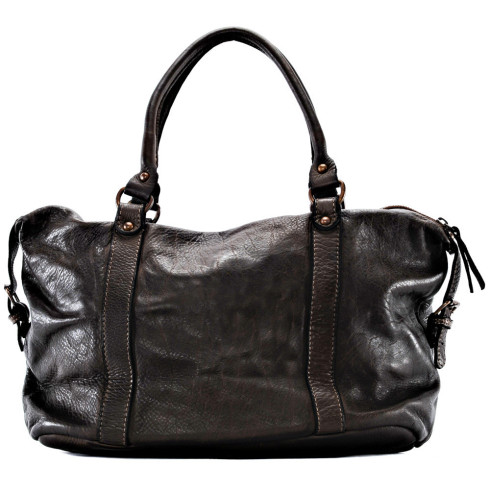 Sac femme en cuir souple vintage porté main et épaule marron chocolat avec bandoulière amovible sac tendance pour rentrée