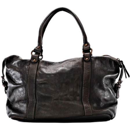 Sac femme en cuir souple vintage porté main et épaule marron chocolat avec bandoulière amovible sac tendance pour rentrée