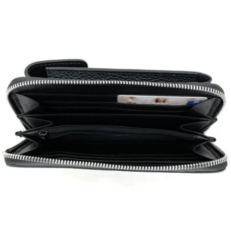 Pochette bandoulière en cuir grainé superbe femme pur vachette haut de gamme couleur noir