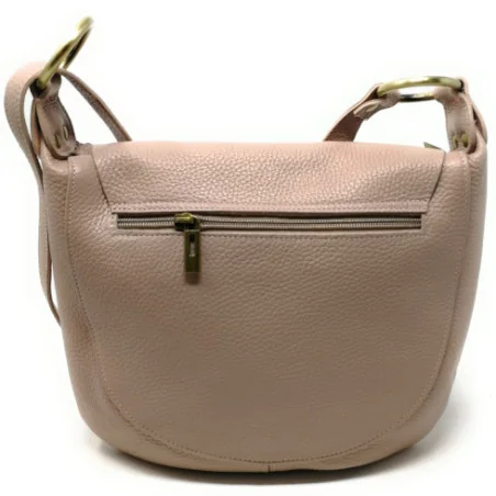 Sac tendance femme en cuir grainé italien porté épaule avec bandoulière réglable rose pale