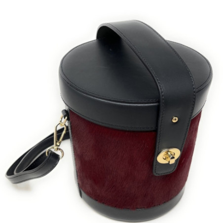 Sac à main tendance femme en cuir à motif porté de travers avec bandoulière réglable prune sac seau