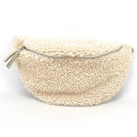 Sac mode femme en cuir et tissu de qualité porté taille et croisé beige grand sac banane