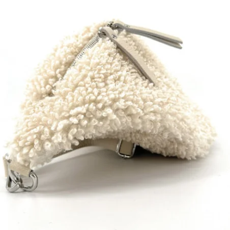 Sac femme tendance en cuir et tissu porté taille et crossbody beige grand sac banane