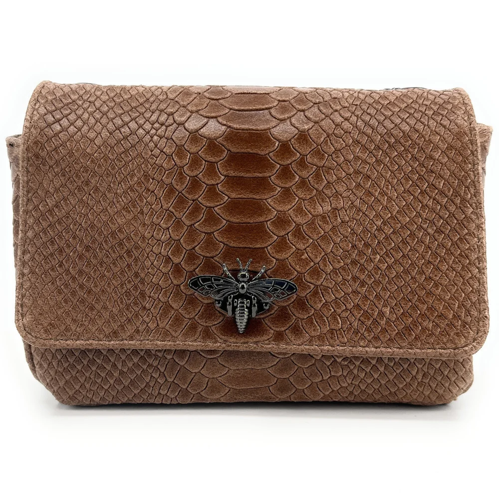 Sacs Femme Sac bandouliere en cuir embosse effet serpent HONEY