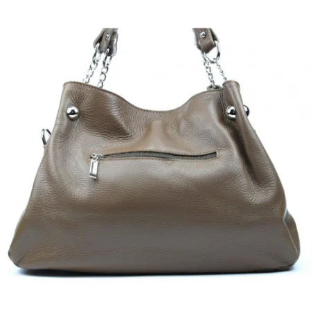 Sac trapèze femme en cuir grainé italien porté de travers avec bandoulière amovible taupe foncé sac tendance