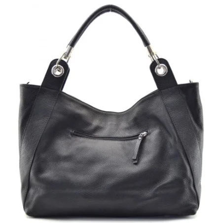Sac tendance femme en cuir italien grainé porté épaule avec bandoulière noir sac cabas