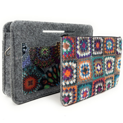Organiseur de sac à main femme tendance en feutrine écologique fabriqué en Italie gris